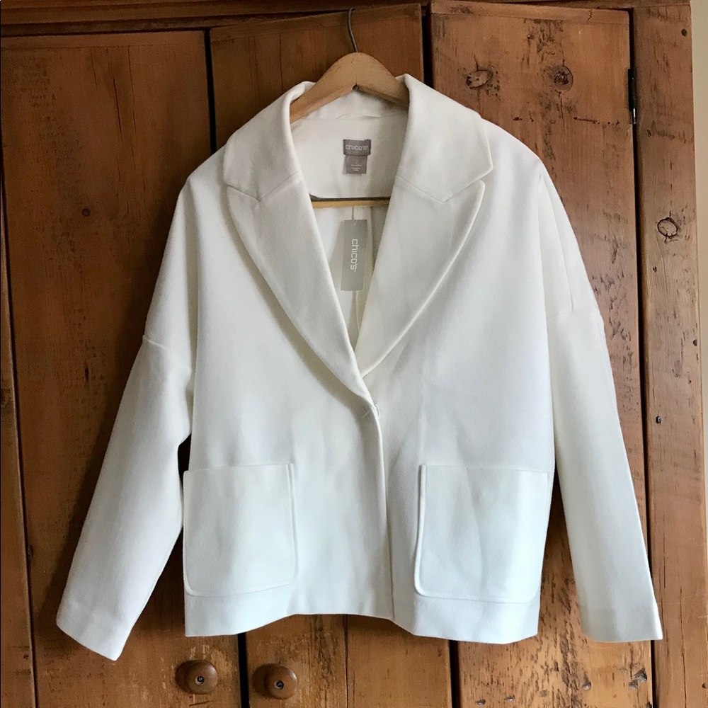 NWT Chico’s Oversized Short Coat, M/1, Ecru